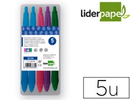 5 bolígrafos Liderpapel Gummy Touch tinta color